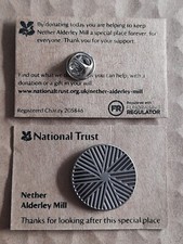 National Trust NETHER ALDERLEY MILL Mill Stone Charity Pin Badge 