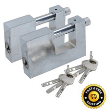 Padlock 90mm Lock Heavy Duty Security, Container, Shutter Garage,  2 Pack & Keys