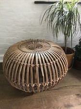 Vintage Mid Century Wicker Franco Albini Lobster Pot Ottoman Footstool Pouffee