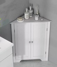 White Corner Cabinet Wooden Storage Unit Small Modern Cupboard Chic Room Shelf
