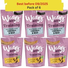 Wagg Dog Training Treats Mini Bones Pack of 6X 125g |Best before 09/25|