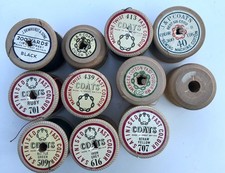 11 Vintage Coates Wooden Cotton Reels Bobbins