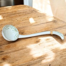 Antique Victorian Porcelain Soup Ladle Green White Farmhouse Kitchen
