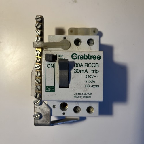 Crabtree 80a 100ma rcd rccb - crabtree,