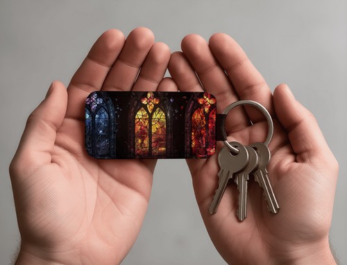 Keyring gothic rainbow stained - gothic,
