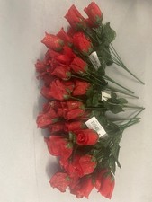 Rose Bunch 6 Head Artificial Flower Wedding Event Grave Decor 100 Red 50 White