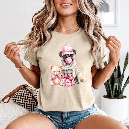 Cute pug womens shirt - womens, t-shirt