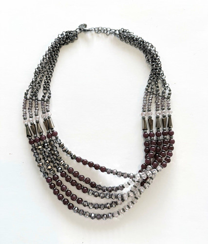 Silver tone purple glass - tone,