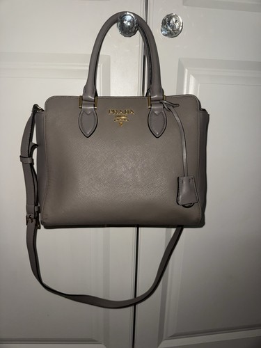 Prada grey leather satchel - grey,