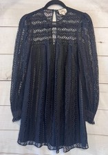 MILLY New York Size 4 Black Lace Long Sleeve Dress Classy Chic!