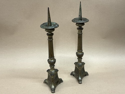 Pair brass pricket - of,