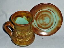RARE VINTAGE KNIGHT'S OF TINTAGEL CORNWALL STUDIO POTTERY CUP & SAUCER 1960