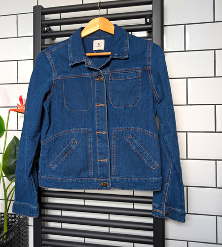 Women blue denim jacket - denim,
