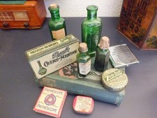 10 Vintage Old Chemist Green Toned Display Items Book Bottles Plus More See list
