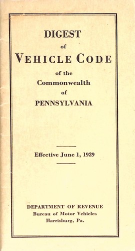 1929 pennsylvania vehicle code - 1929,