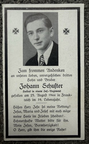 German ww2 death card - ww2,