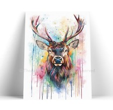Stag Canvas Art Print Framed & Unframed Colourful Abstract Painting Wall Decor 5