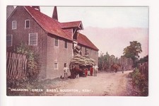 Boughton - Unloading Green Bags, hop picking - old Kent postcard