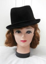 Vintage Late 1940's Black Fur Felt Tyrolean Style Ladies' Trilby Hat by Jacoll