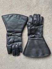 Vintage Classic Motorcycle Gauntlet Gloves - Black Leather - Made In England