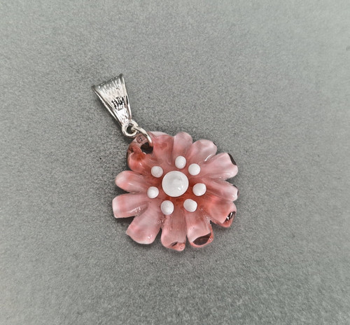 Pink floral pendant - pink,