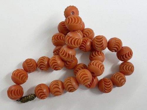 Antique molded celluloid coral - molded,