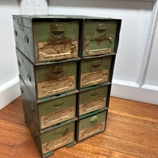 Vintage Green 8 Drawer, Metal Small Parts Storage Cabinet Medical Supplies