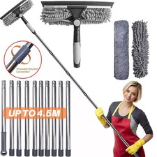 Telescopic Extendable Window Cleaner Equipment Glass Cleaning 4.5m Squeegee UK
