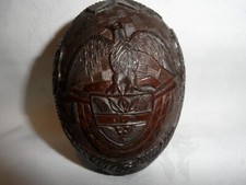 18TH CENTURY CARVED COCONUT WITH INTRICATE CARVING AND FAMILY CREST  height aprx