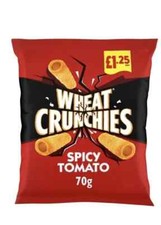 Wheat Crunchies Spicy Tomato Flavour Wheaty Tube Snacks PMP £1.25  16x70g