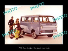 OLD LARGE HISTORIC PHOTO OF 1965 CHEVROLET SPORT VAN LAUNCH PRESS PHOTO