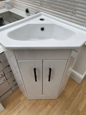 White Downstairs Toilet Corner Unit Bathroom Cabinet