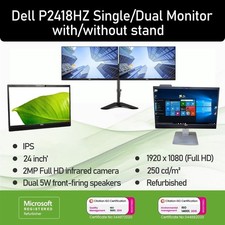 Dell 24" TFT IPS Full HD Monitor – Webcam, Speakers – Single/Dual