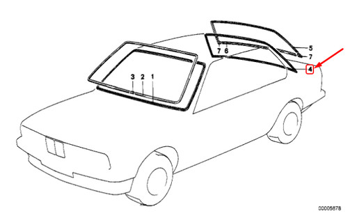 Bmw e30 rear window seal - rear,