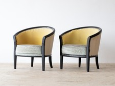 French Art Deco Ebonised Tub Chairs