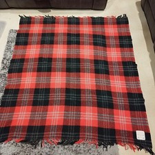 Highland Home Industries Wool Tartan Throw Blanket Red Black Scotland 145x160cm