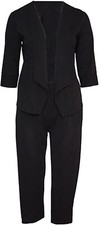 Womens Black Silver Blazer With Pull On Trouser Matching Suit Ladies Plus Size