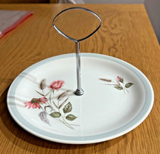Vintage Single Tier Floral Vintage Cake Stand By Wood & Sons, VGC