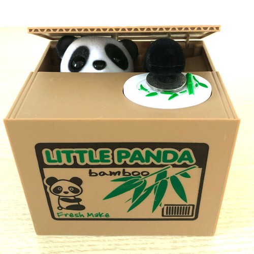 Cute cat panda stealing coin - cute,