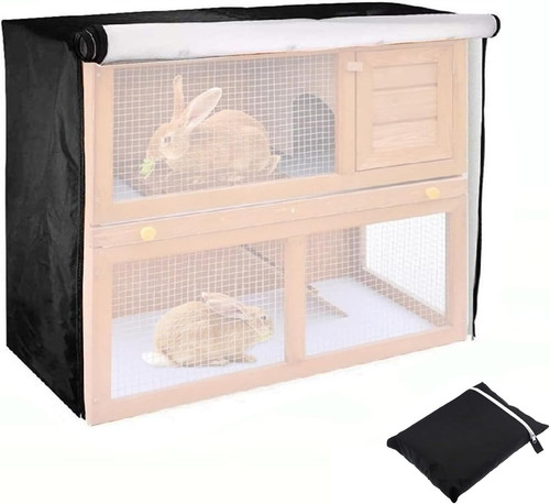 Black rabbit hutch - hutch, cover