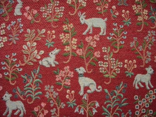 Jacobean garden animals red - jacobean,