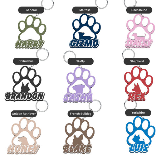 Personalised dog paw keyring - personalised,
