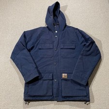 Carhartt WIP Mosley Jacket Mens Medium Navy Blue Canvas Padded Work Coat