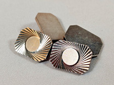 Henry Griffith Art Deco Cufflinks Polished Vintage Sunburst Pair Hallmarked Lion