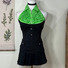 Vtg 90s Y2k Ruffle Collared