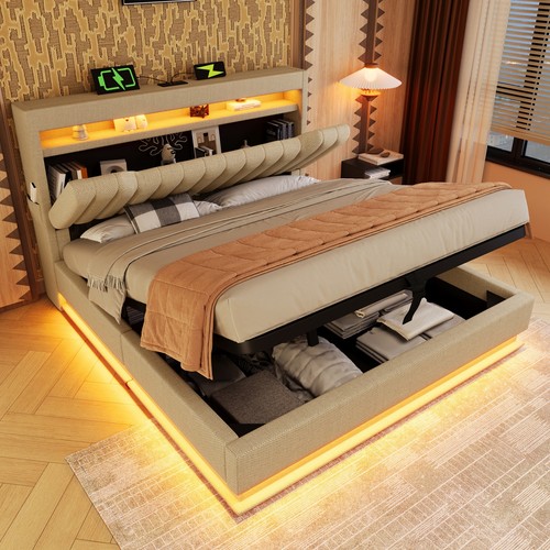 Double upholstered ottoman bed - upholstered,