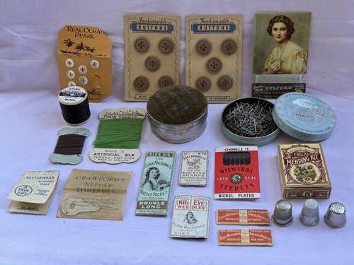Vintage sewing needles pins - sewing,