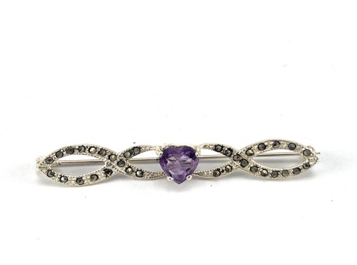 Sterling silver amethyst - silver, bar