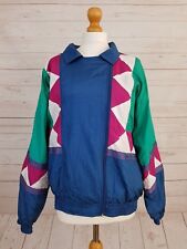 Bocoo Vintage Womens Blue & Green Lightweight Zip Up Tracksuit Top Jacket Size L