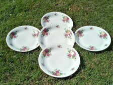 Chodziez Porcelain Lunch Plates x 5 ~ Sweet Rose Pattern ~ Vintage 1980s
